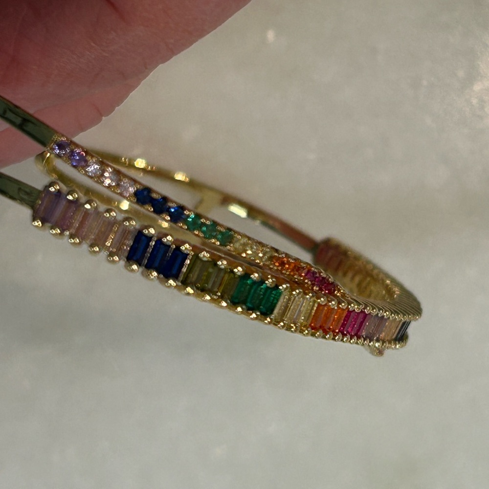 Multi-Colored Rhinestone Cuff Bracelet - image 2